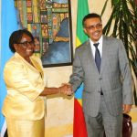 Dr. Tedros confers with Botswana’s Minster of Foreign Affairs and International Cooperation