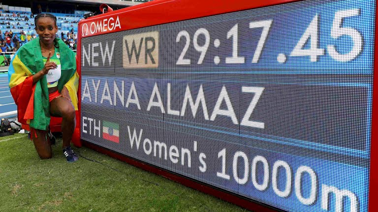 Ethiopia’s Ayana shatters world record to win 10,000m